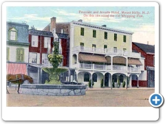 Arcade Hotel and the Fountain on the site of yhe old whipping Post 