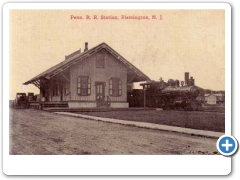 Flemington - RR Station and locomotive - c 1910