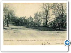 Flemington - The residences of J. E. Broadhead and W. D. Bloom as well as the Soldiers Monument - c 1910