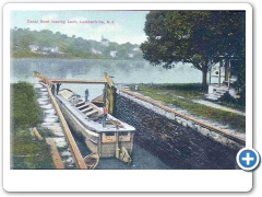 Lambertville - A lock and boat on the D and R Canal - 1909