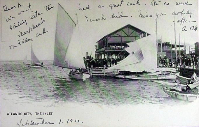 Atlantic City -   a view of sailboats at the Inlet - 1912