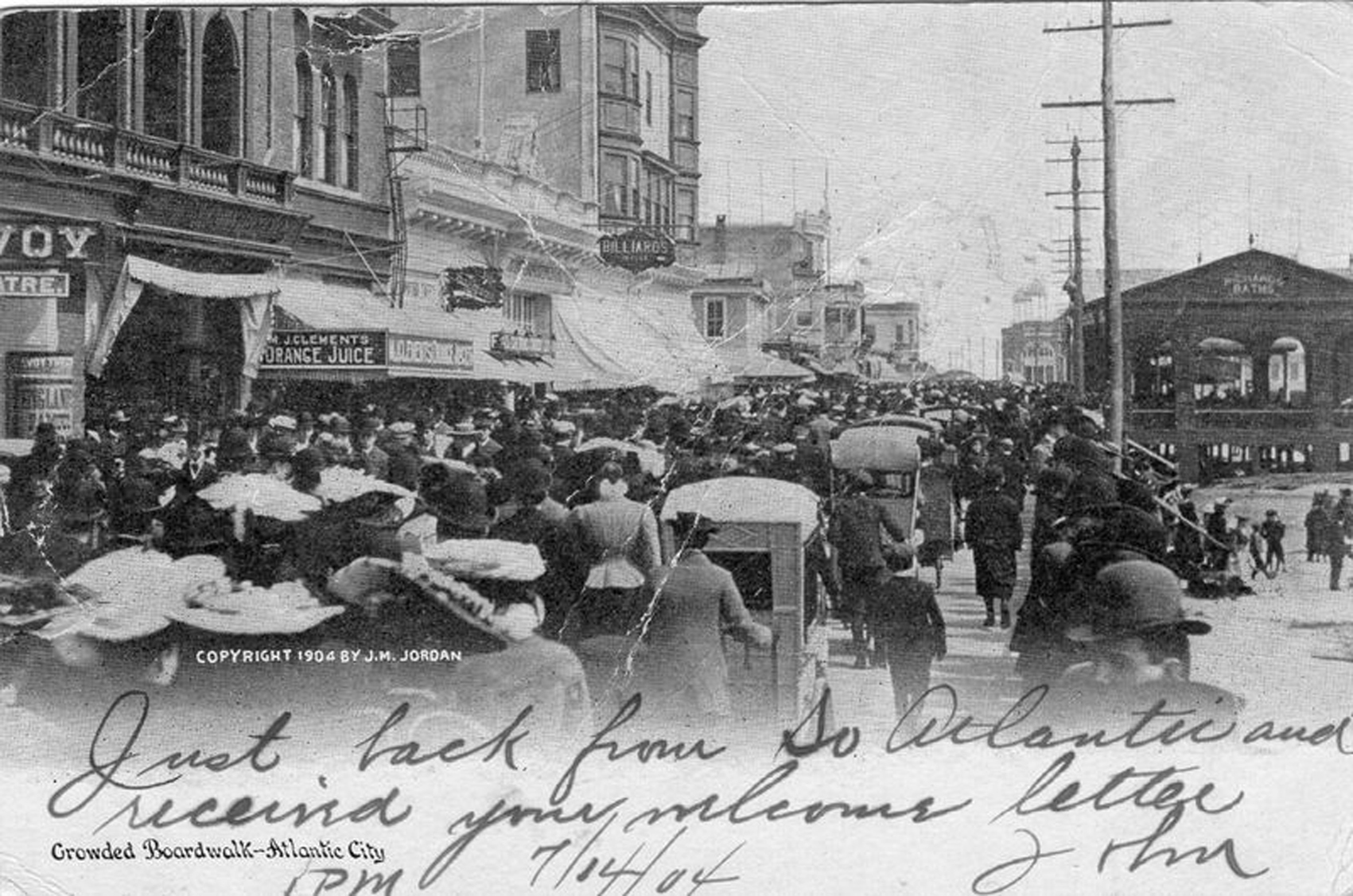 Atlantic City -  Crowed, busy boardwalk - c 1910