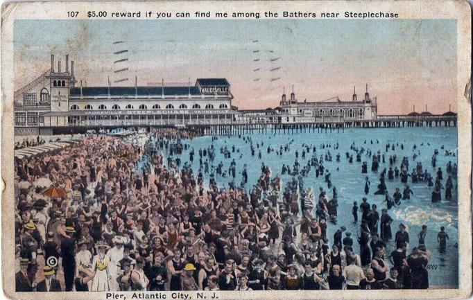 Atlantic City - Bathers near Steeplechase Pier - 1916