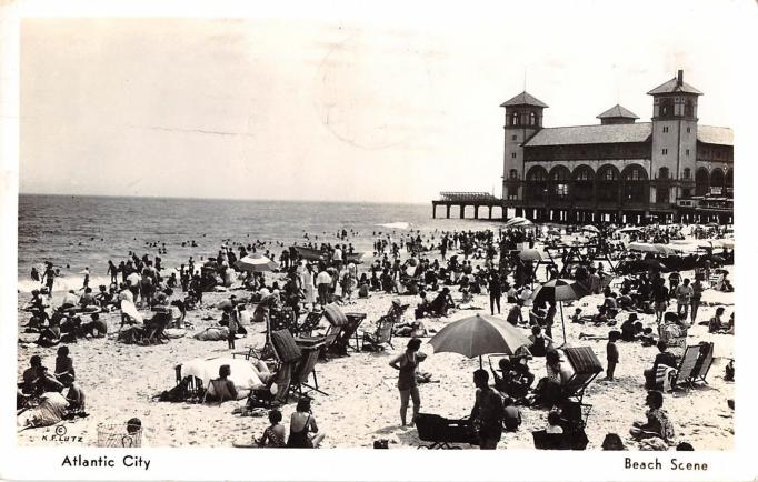 Atlantic City - Beach and Boardwalk - c 1910