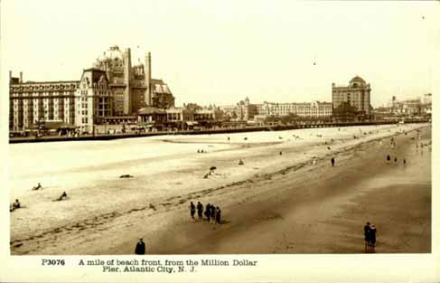 Atlantic City - Beach front and hotels from Million Dollar Pier - c 1910