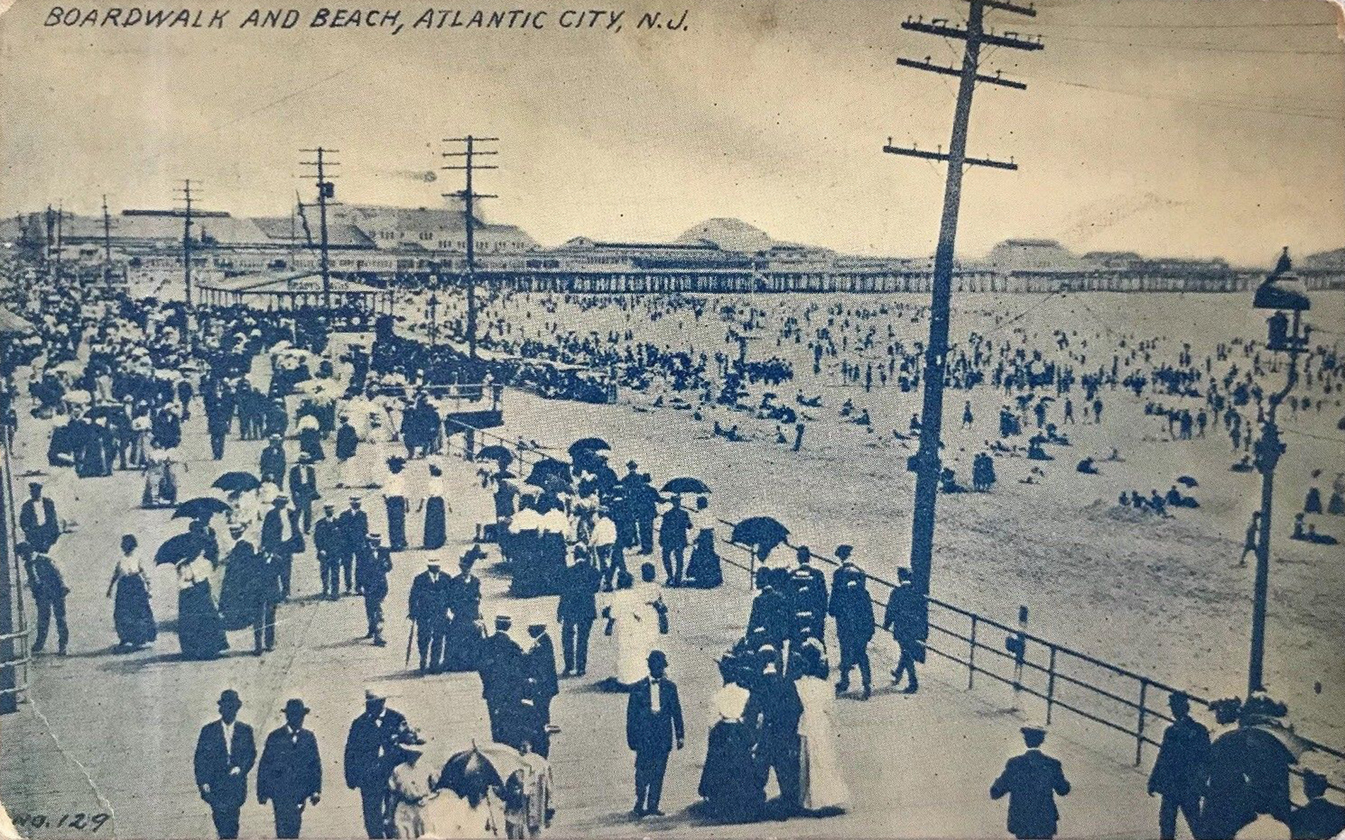 Atlantic City - Boardwalk and Beach by day - 1910s