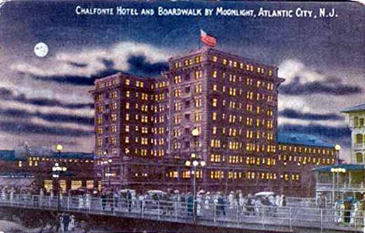 Atlantic City - Chalfonte Hotel at night - Early 1900s