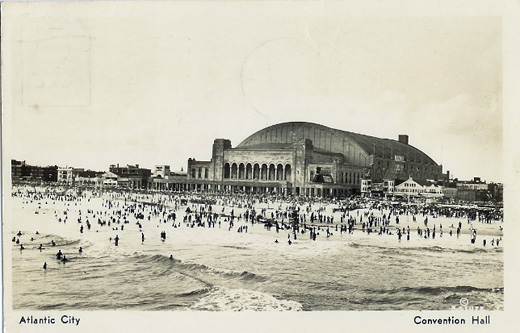 Atlantic City - Convention Hall and busy beachfront - 1946