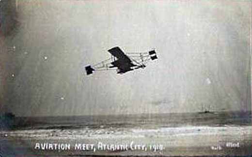 Atlantic City - Early airplane over the beach at the Aviation Meet - 1910
