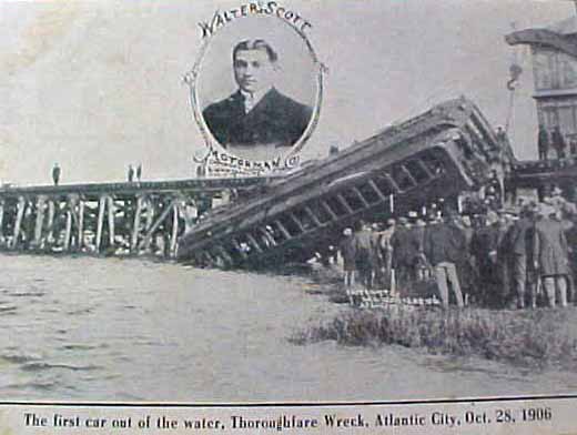 Atlantic City - First Car out of the water - Thoroughfare Train Wreck - March 1906