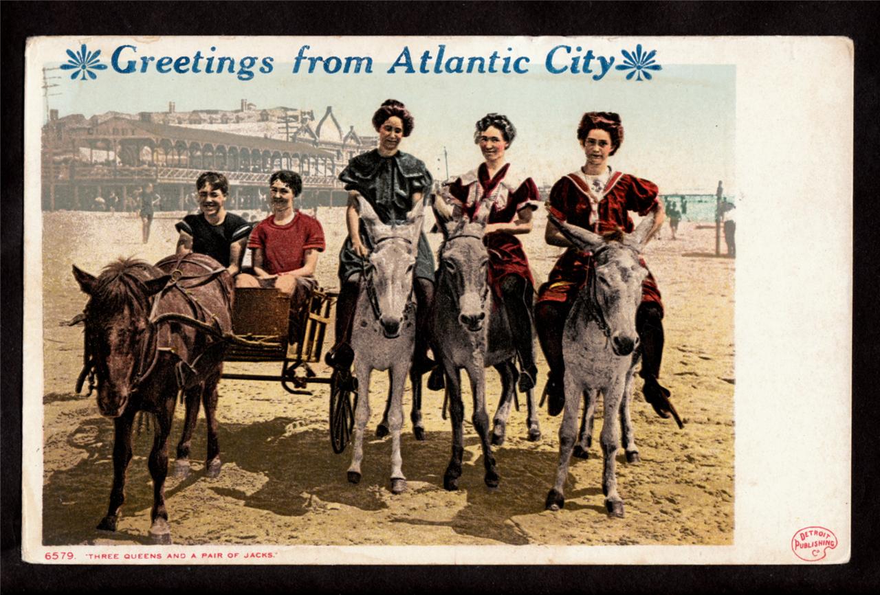 Atlantic City - Happy people with donkeys - 1900s-10s