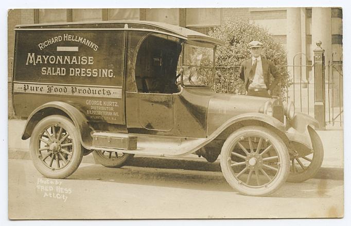 Atlantic City - Hellmanns Mayonaise delivery truck and driver - 1910s
