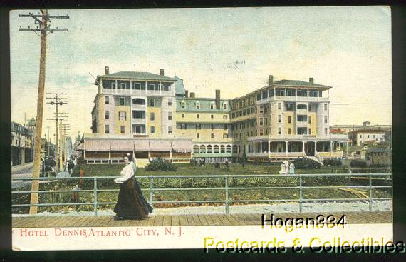 Atlantic City - Hotel Dennis and Boardwalk - c 1910