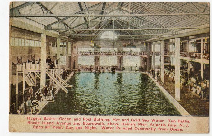 Atlantic City - Interor at Hygia Baths - Hot and cold pools - c 1910