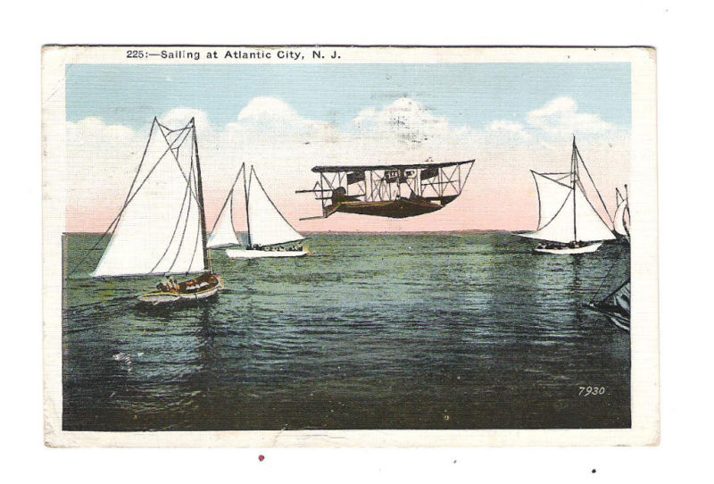 Atlantic City - Sailboats and a very early hydroplane