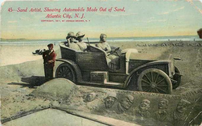 Atlantic City - Sand Artist with automobile