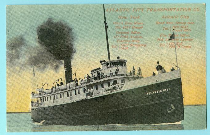 Atlantic City - Steam boat transport to Atlantic City - c 1910