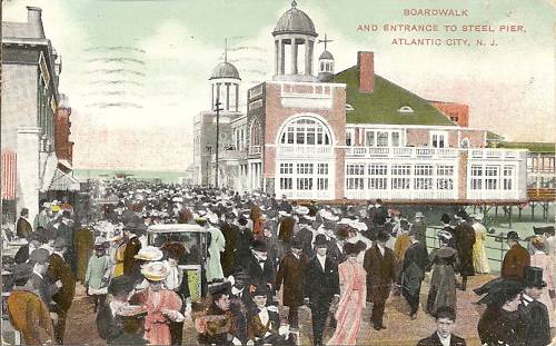 Atlantic City - Steel Pier and Crowded Boardwalk - 1912