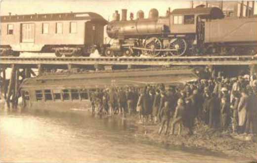 Atlantic City - Train Wreck on bridge - 1906
