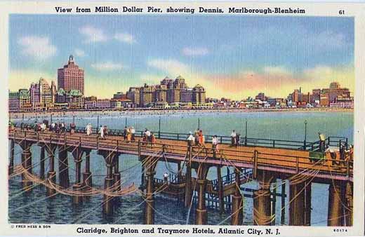 Atlantic City - View of Beachfront and hotels from the Million Dollar Pier