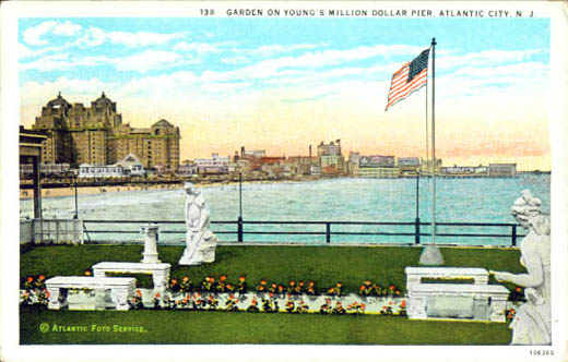 Atlantic City - View of the Traymore Hotel and Beach from the Million Dollar Pier