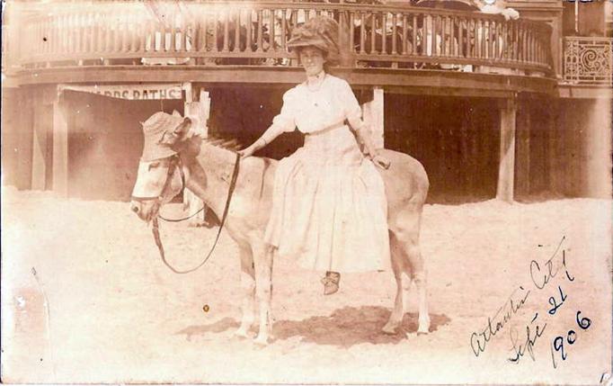 Atlantic City - Woman on a donkey - 1900s
