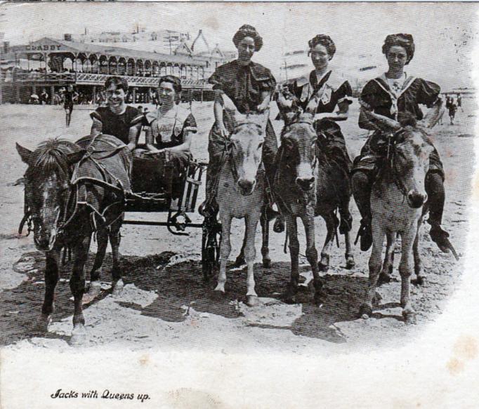 Atlantic City - Young women with donkeys - c 1910