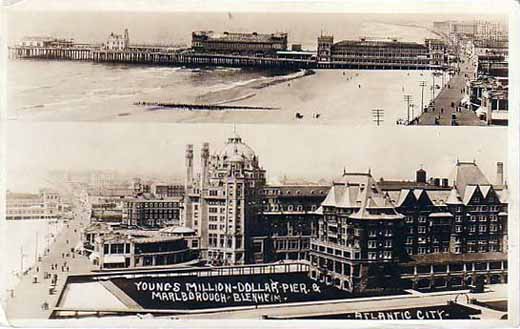 Atlantic City - Youngs Million Dpllar Pier and the Marlborough Blenheim - c 1910