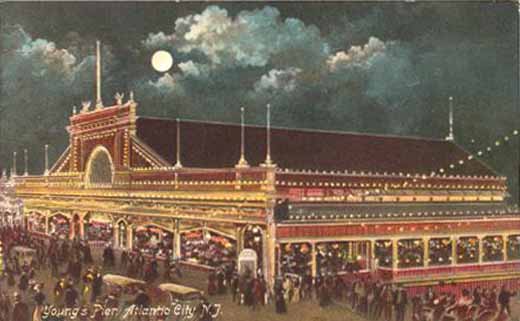 Atlantic City - Youngs Pier at Night - 1910