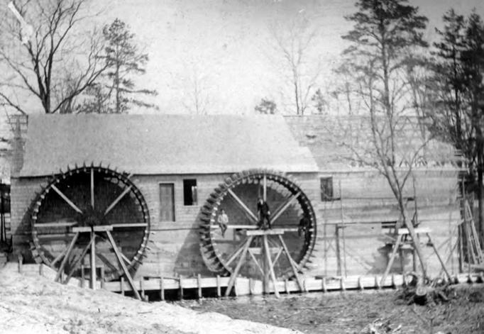 Egg Harbor City - Work being done on the Sawmill at the east end of Park Lake - Apparently the 3rd water wheel needed attention - 1919 - EHC