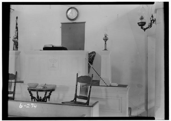 Head of the River - Head of the river Methodist Episcopal Church interior with pulpit - Nathaniel Ewan - about 1936 - HABS