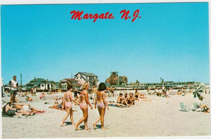 Margate - Beach scene with homes and Lucy in the Background