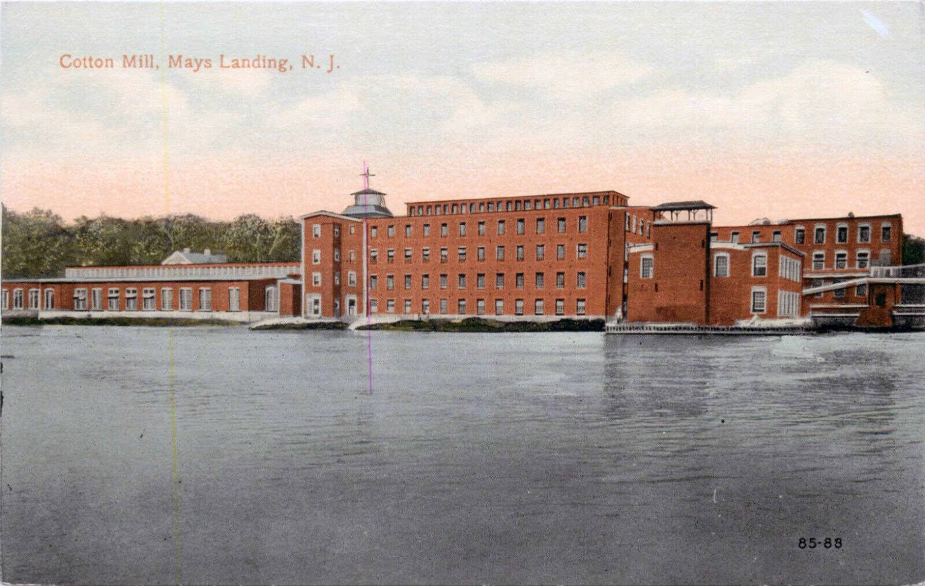 Mays Landing - View across the water of the Cotton Mill - c 1910