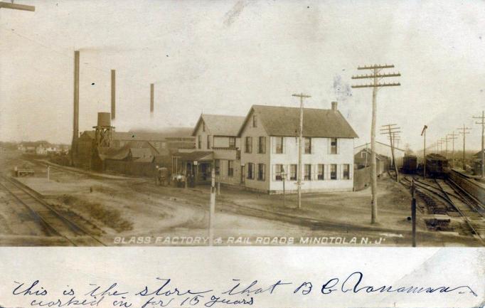 Minotola - RR Station and Glass House - c 1910