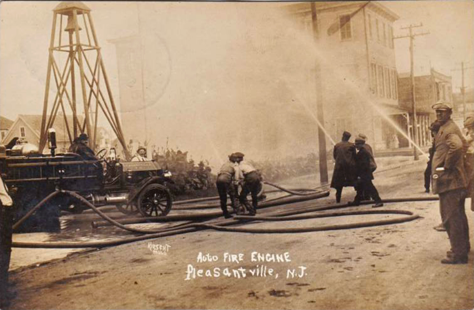 Pleasantville - Early Fire Truck and crew at work