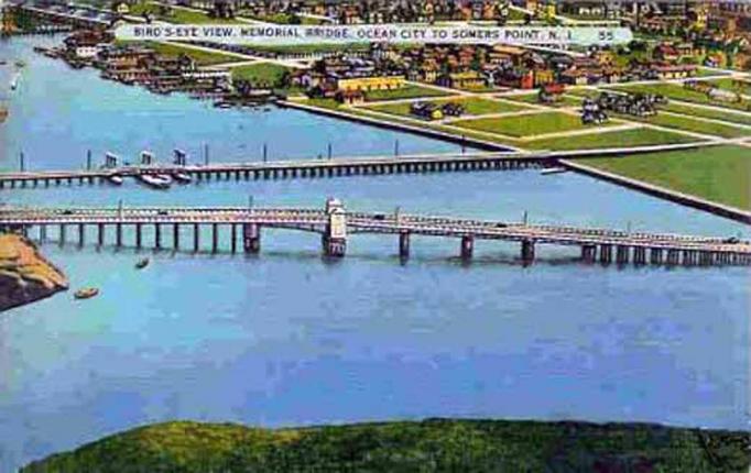 Somers Point - Birds Eye view of Memorial Bridge to Ocean City