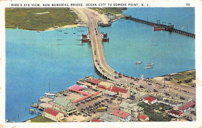Somers Point - aerial view of New at that ppoint Memorial Bridge