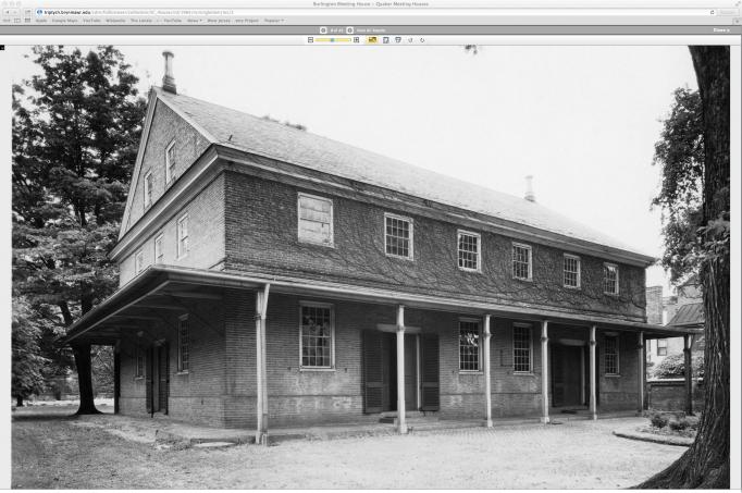 Burlington - Friends Meeting House - Front elevation - -Built 1784