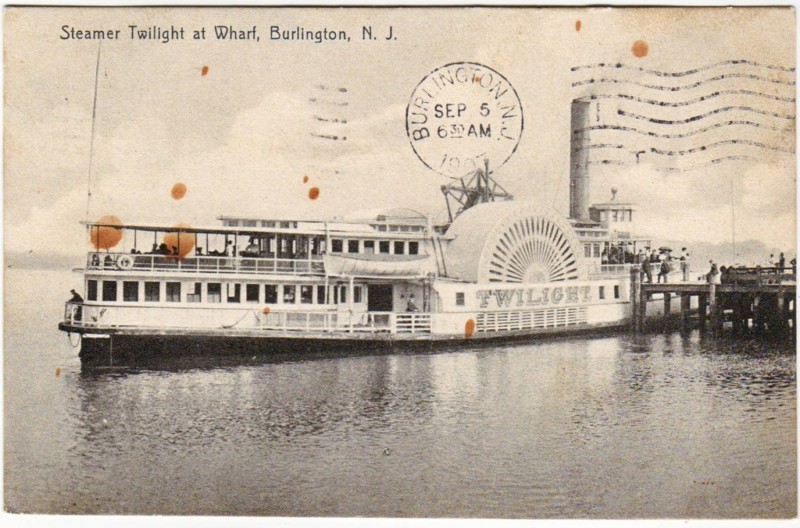 Burlington - The Steamer Twilight at the wharf - 1907