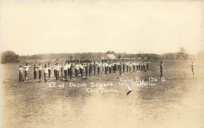 Camp Dix - 22nd Depot brigate doing calithenics - c 1917-1918 