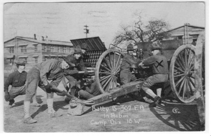 Camp Dix - Battery B 307th Field Artillary in Action - 1917
