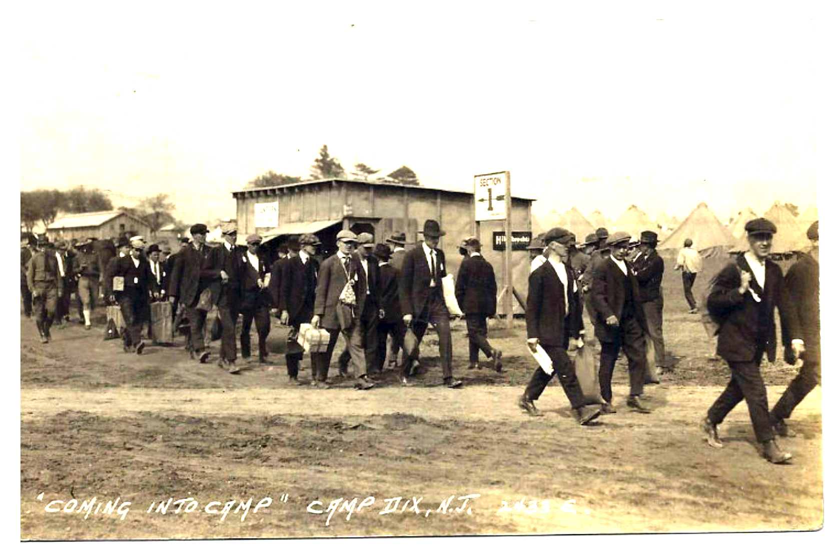 Camp Dix - Recruits coming into camp - probably around 1917