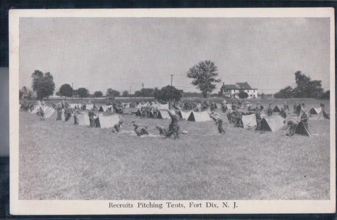 Fort Dix - Recruits pitching tents - c WWII