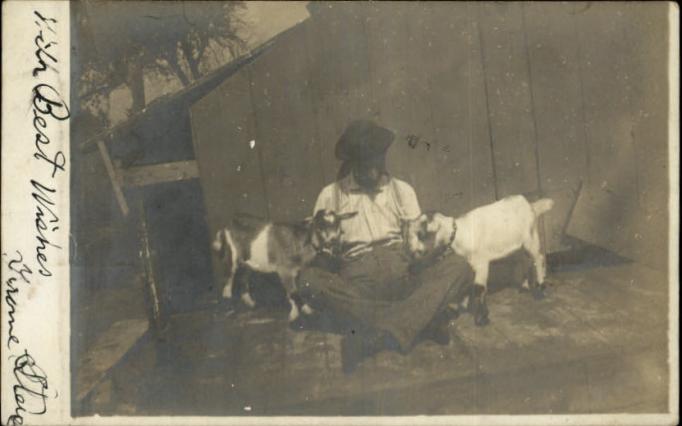 Masonville - Man with two goats - c 1910