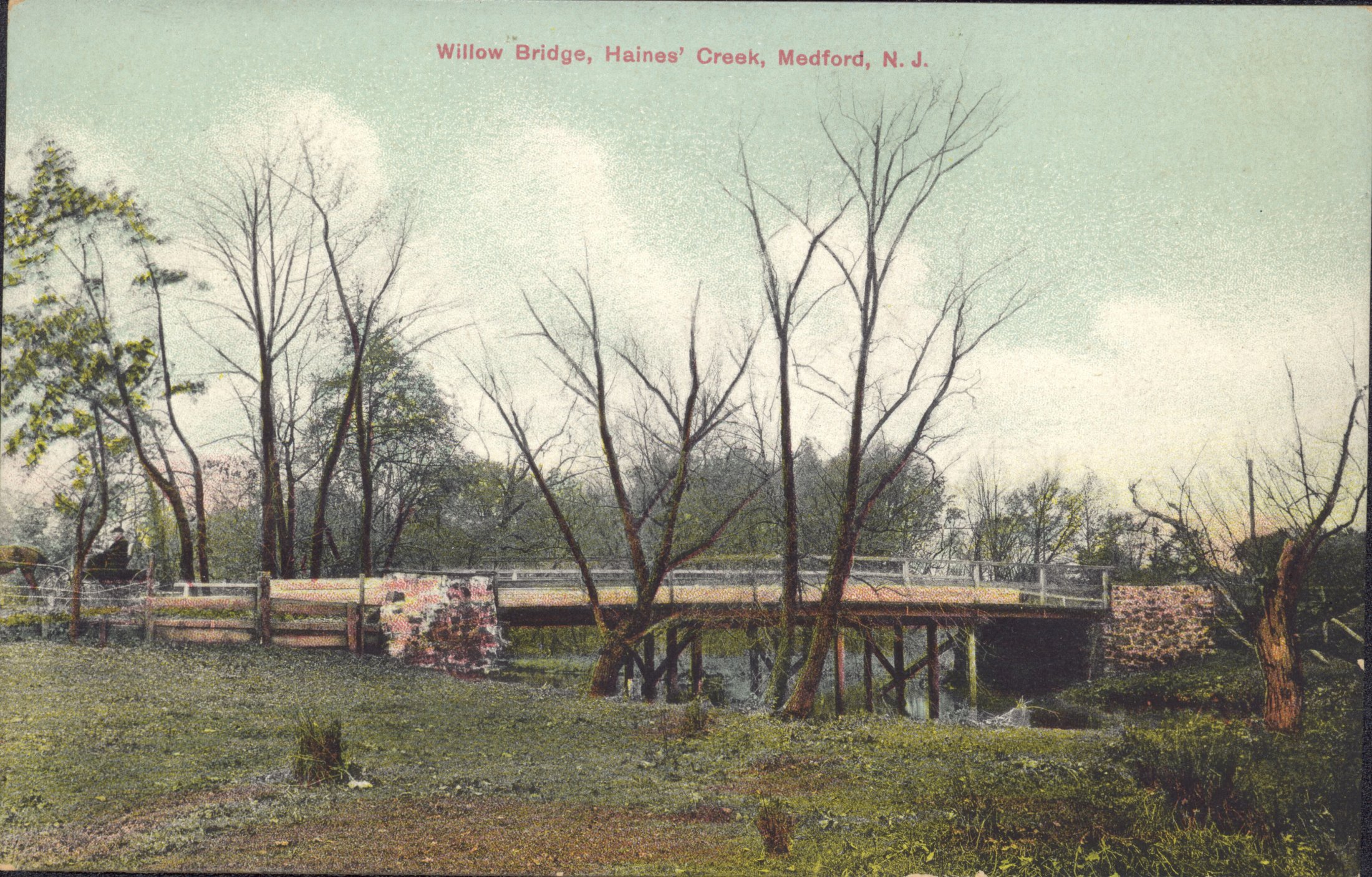 Medford - Willow Bridge over Haines Creek at the end of Mill Street - c 1910 - RW