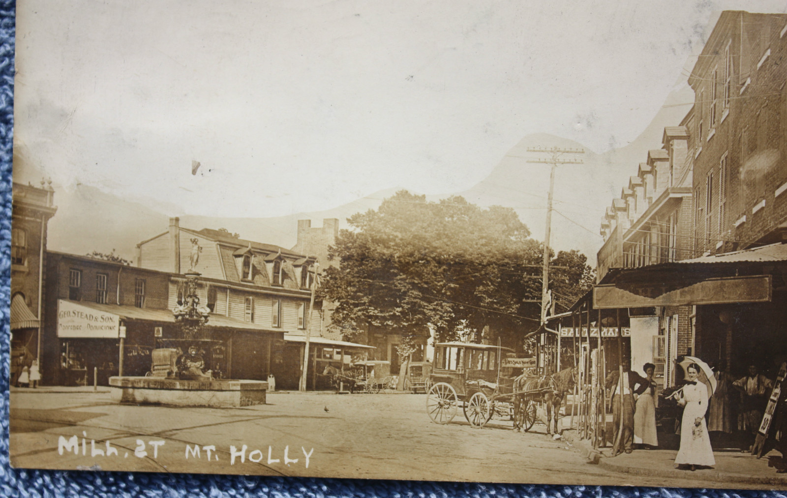 Mount Holly - Scene on Mill Street - closer - c 1910