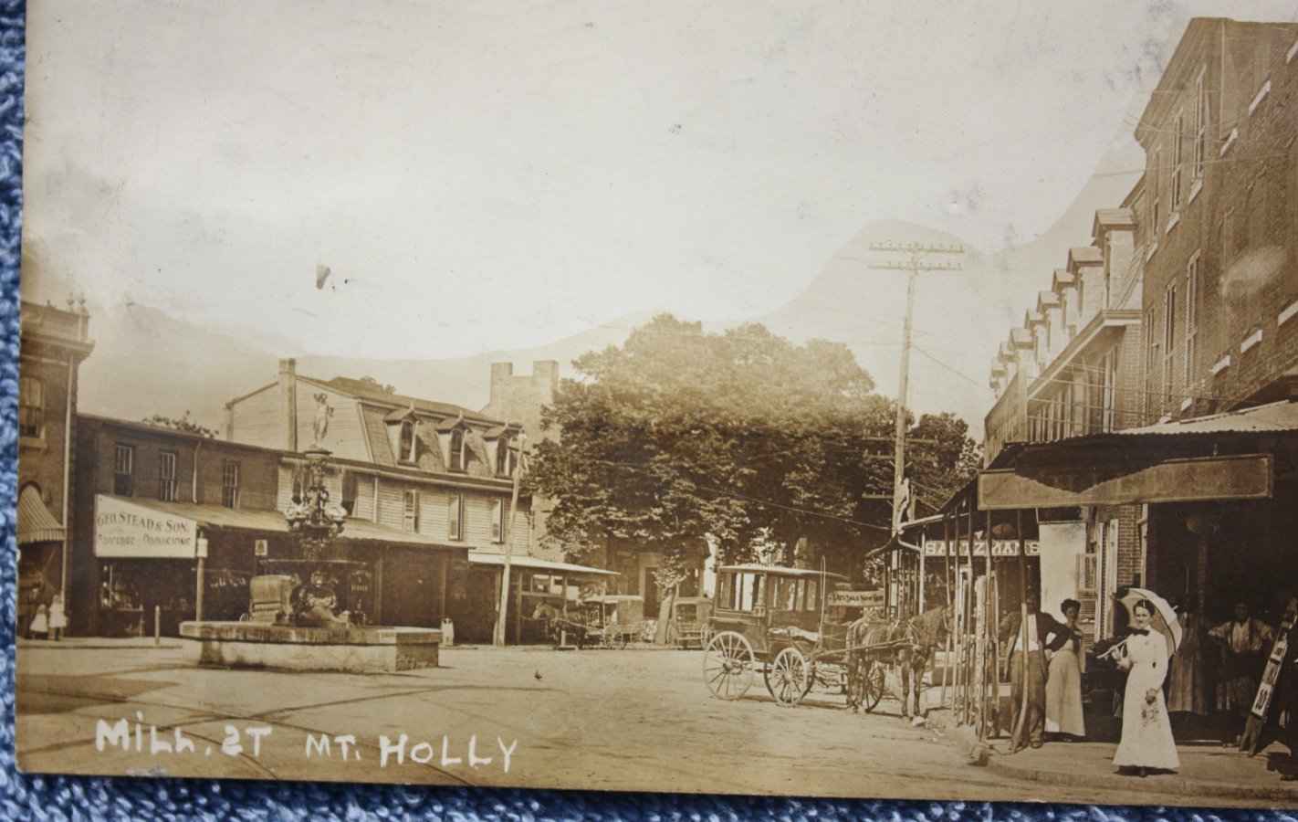 Mount Holly - Scene on Mill Street - closer - c 1910  Mount Holly 