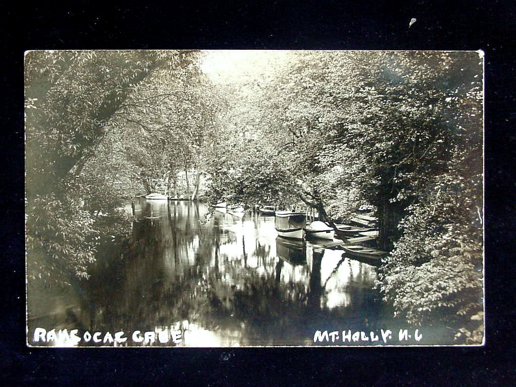 Mount Holly vicinity - Boats tied up along the Rancocas Creek - c 1910