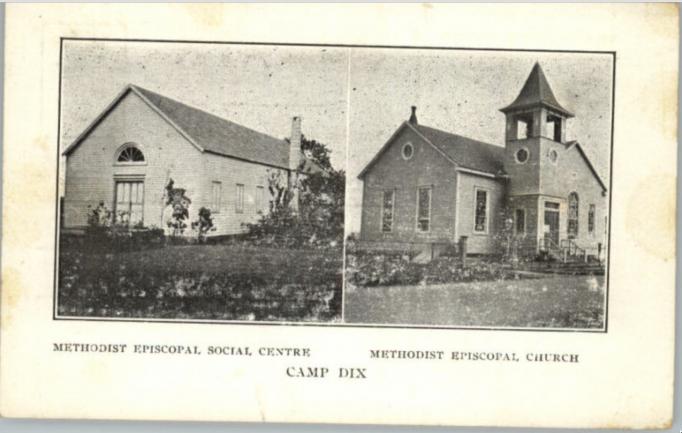 Pointville - Old Methodist Episcopal Church now 1917-16 Social Hall and Current 1817-18 Church - Within the bounds of Camp Dix - 1917-18 - b