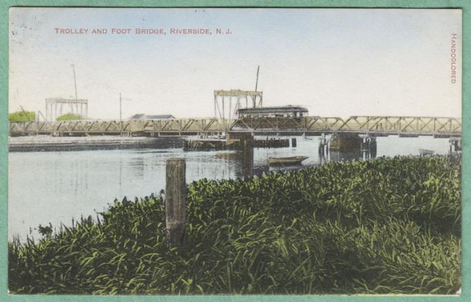 Riverside - Trolley and foot bridge - c 1910
